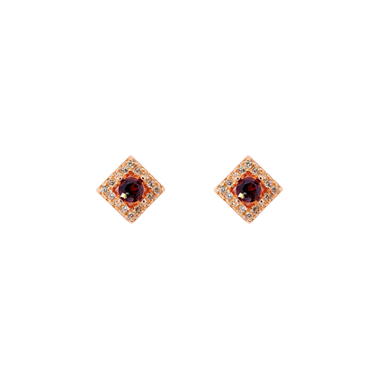 Round garnet stone earrings