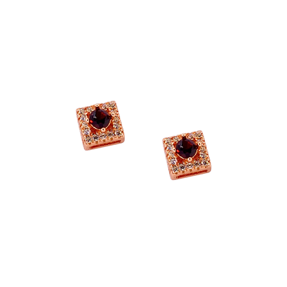 Round garnet stone earrings