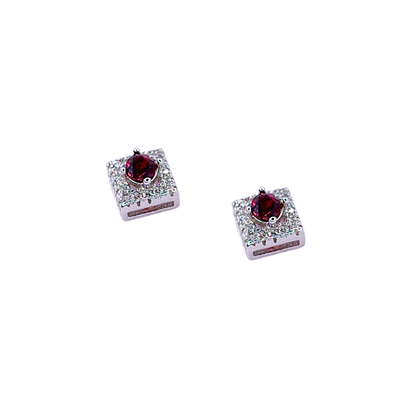 Round garnet stone earrings