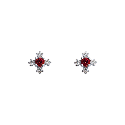 Garnet button earrings