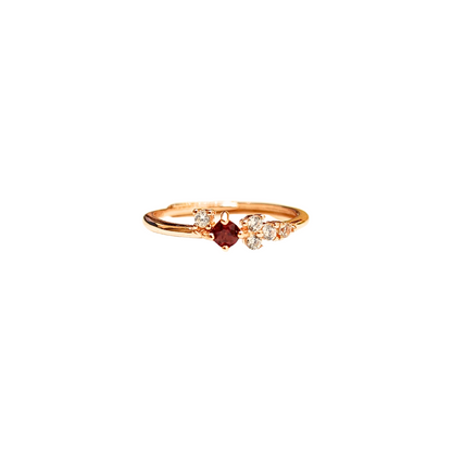 Lucky Clover garnet four-leaf clover ring