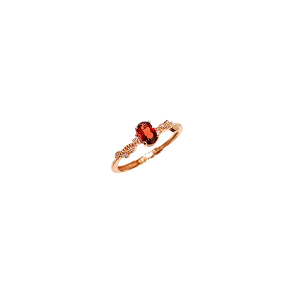 Oval Garnet and Round Zirconia Ring