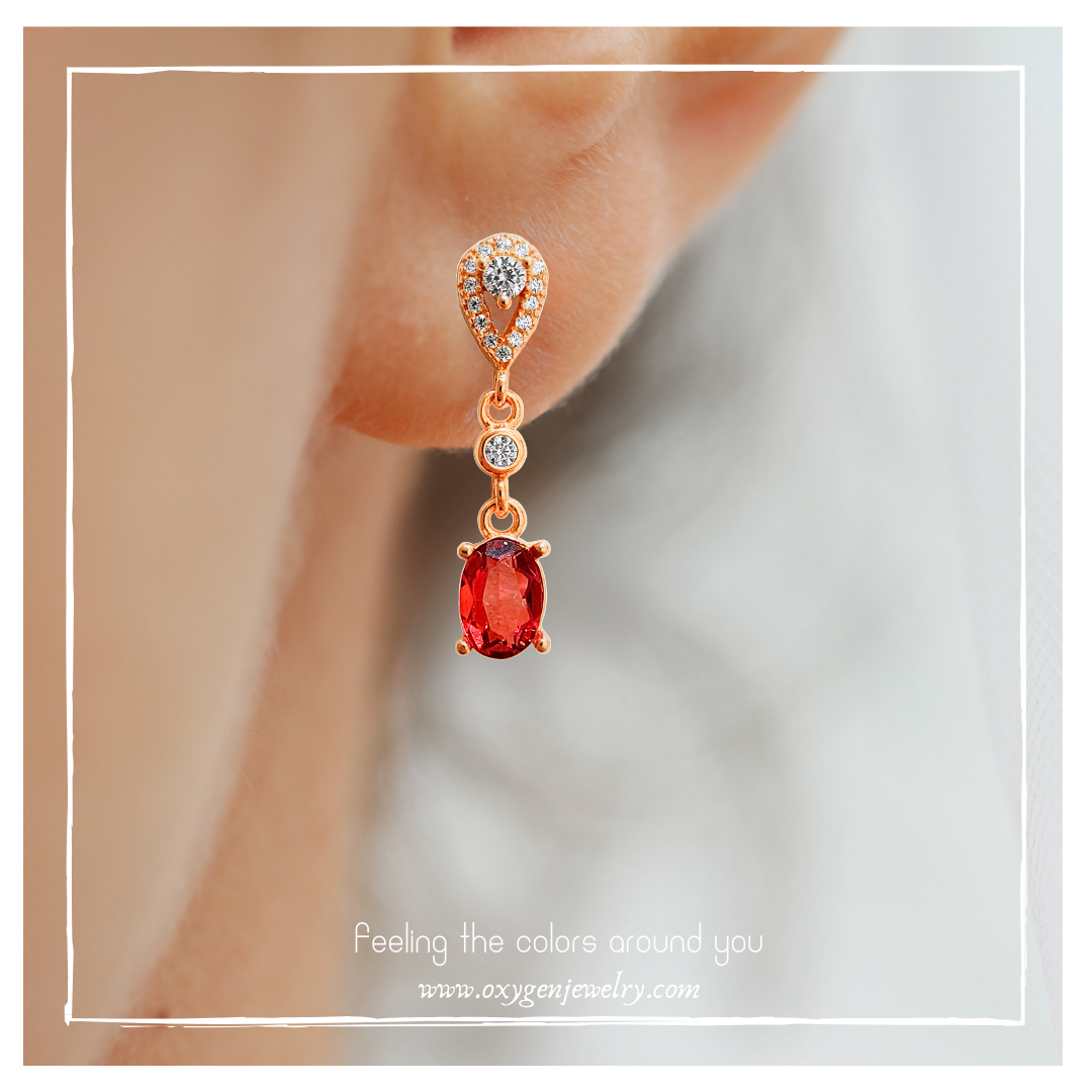 Round garnet stone earrings