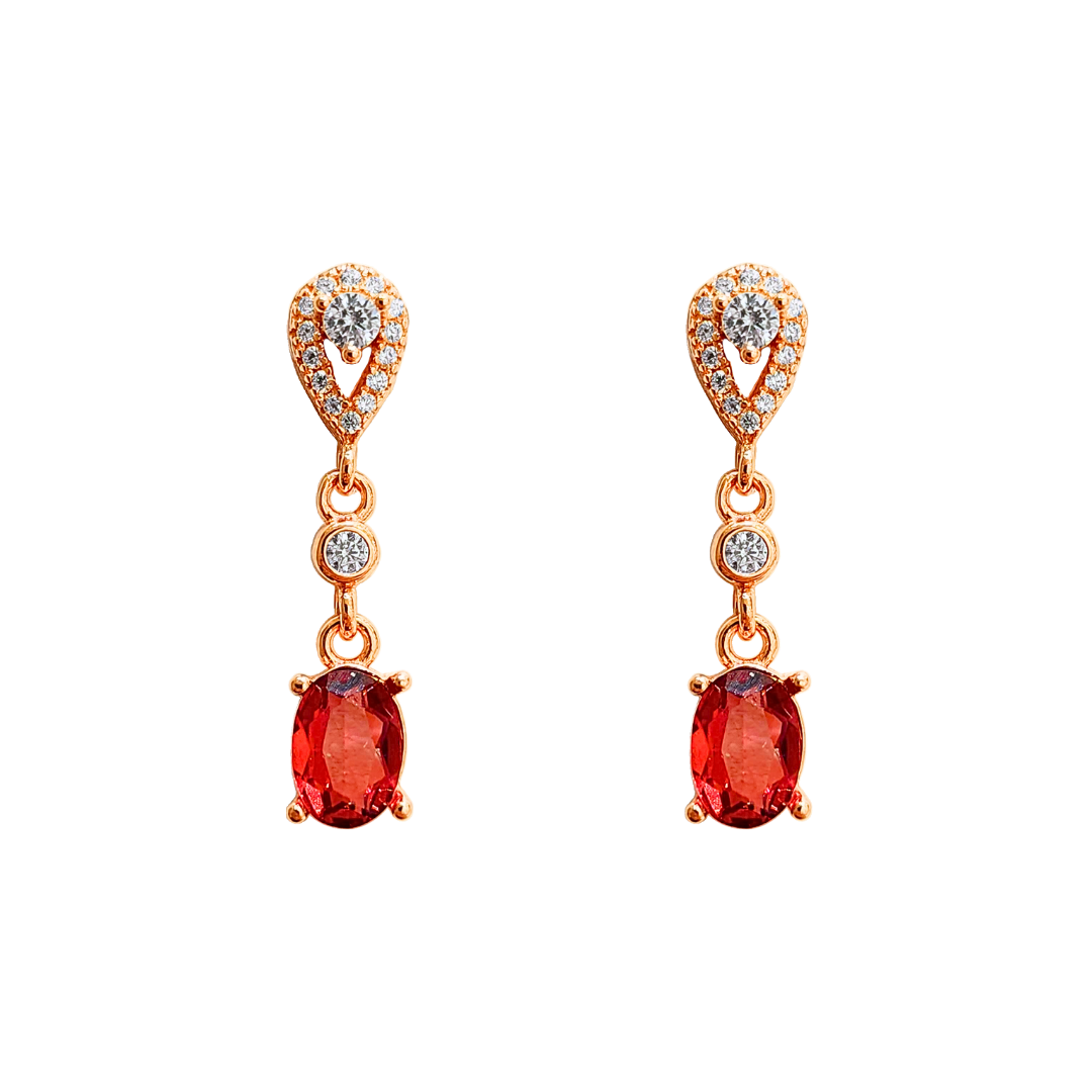 Round garnet stone earrings