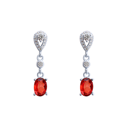 Round garnet stone earrings