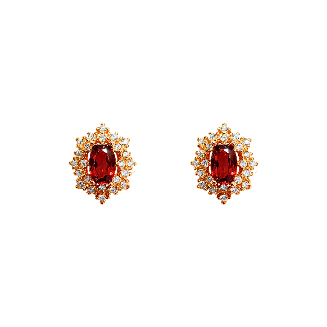 Round garnet stone earrings