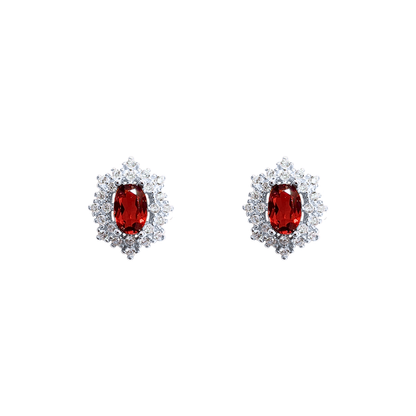 Round garnet stone earrings