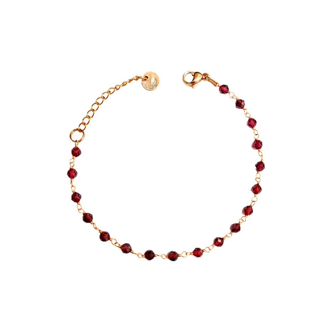 Mini garnet bead chain bracelet