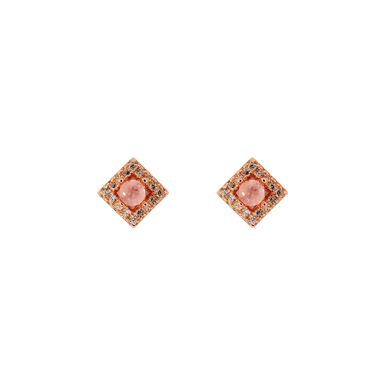 Round rose quartz stone earrings