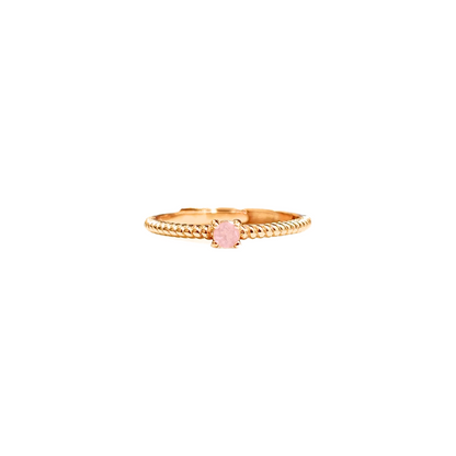 Lucky Clover rose quartz four-leaf clover ring