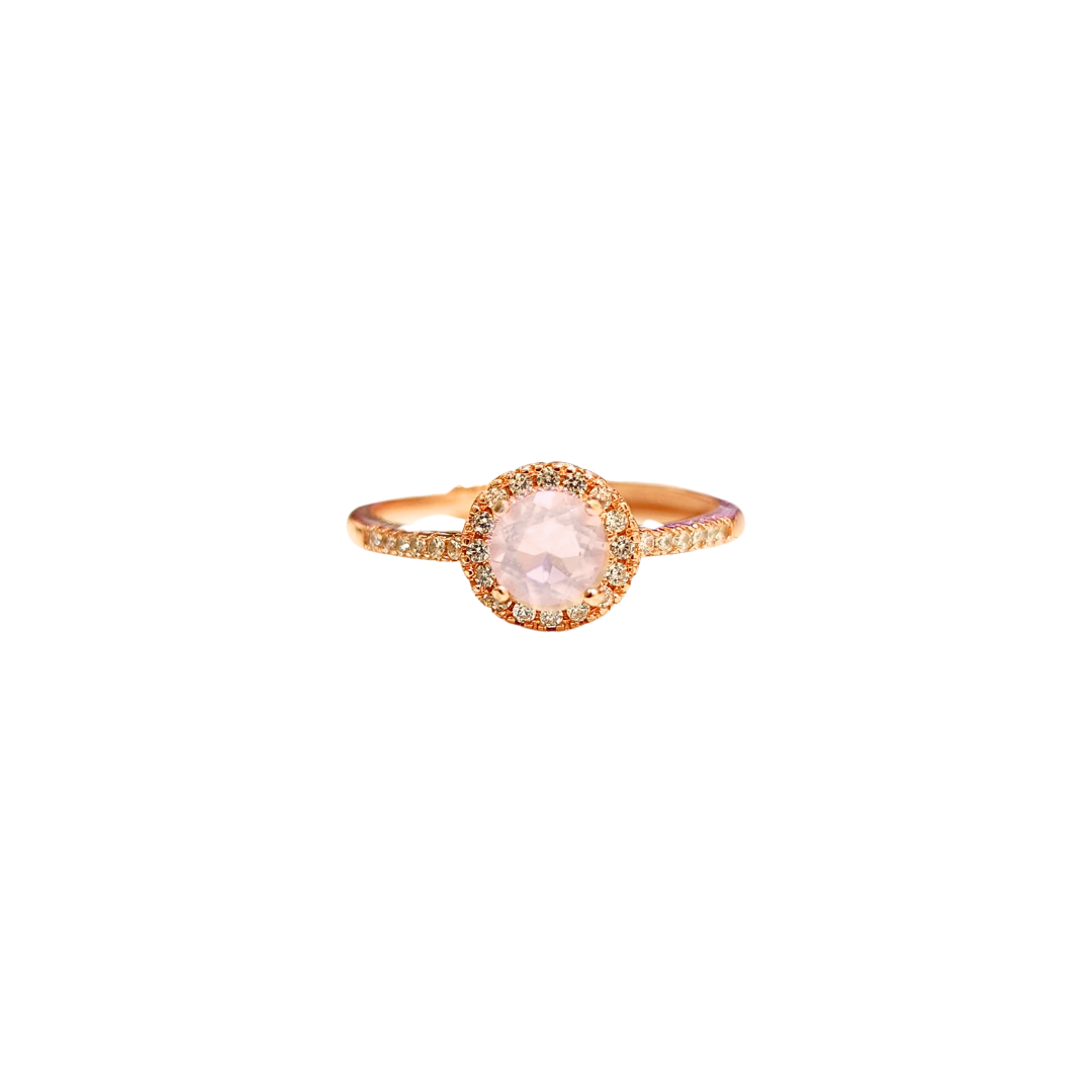 Lucky Clover rose quartz four-leaf clover ring