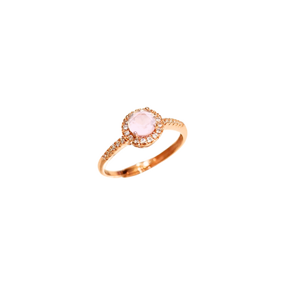 Lucky Clover rose quartz four-leaf clover ring