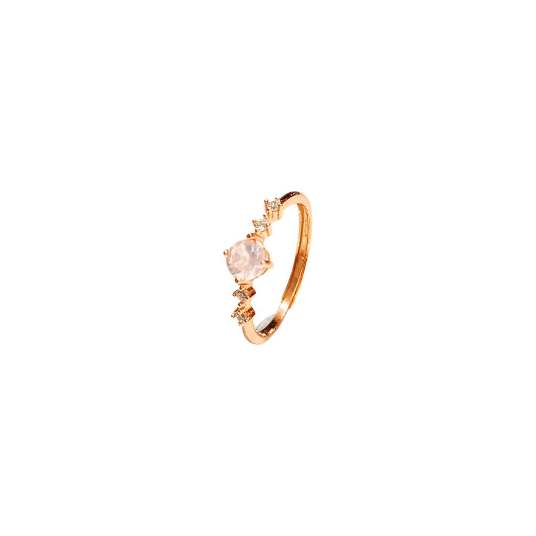 Lucky Clover rose quartz four-leaf clover ring