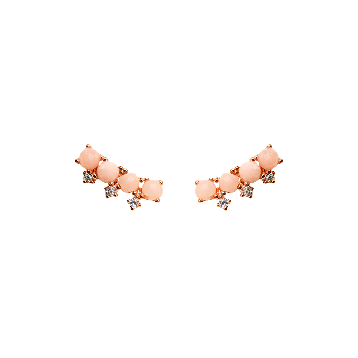 Pink Opal Beads Bar Earrings