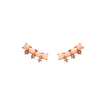 Pink Opal Beads Bar Earrings