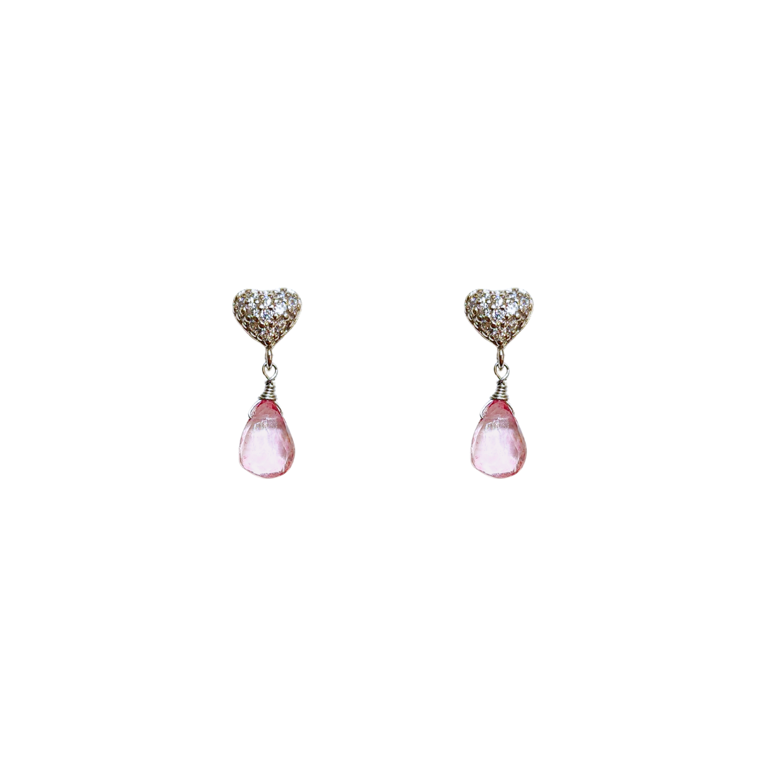 Lace pink topaz lace earrings