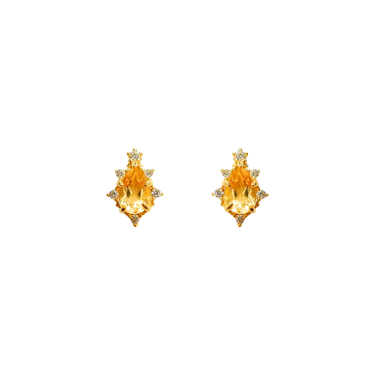 Citrine button edge stud earrings