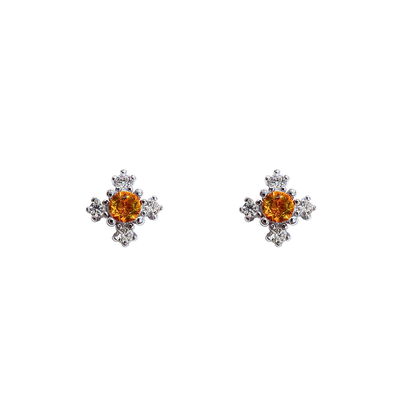 Citrine button edge stud earrings