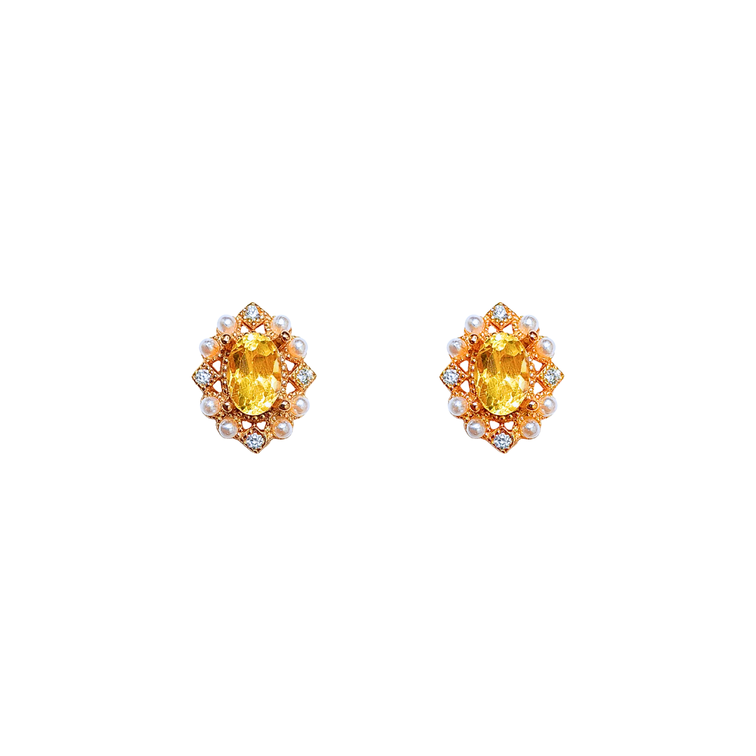 Round citrine stone earrings