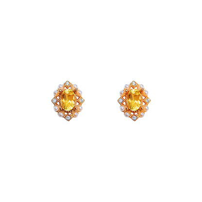 Round citrine stone earrings