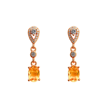 Round citrine stone earrings