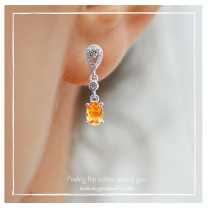 Round citrine stone earrings