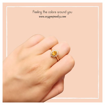 Lucky Clover citrine four-leaf clover ring