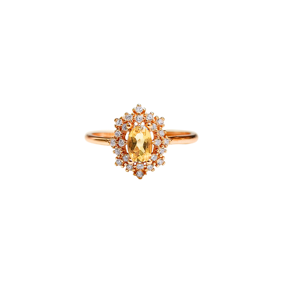 Lucky Clover citrine four-leaf clover ring