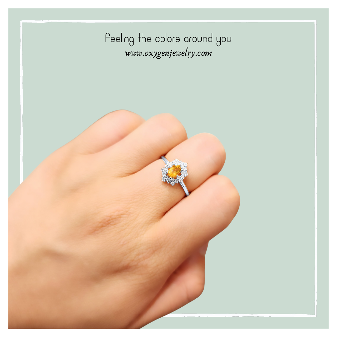 Lucky Clover citrine four-leaf clover ring