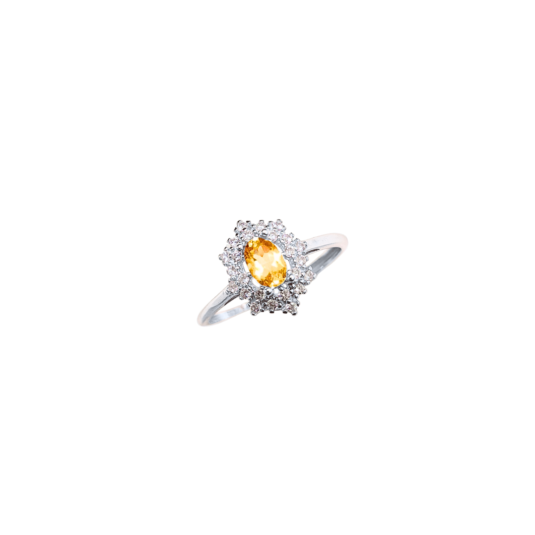 Lucky Clover citrine four-leaf clover ring