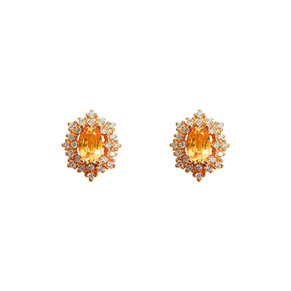 Round citrine stone earrings