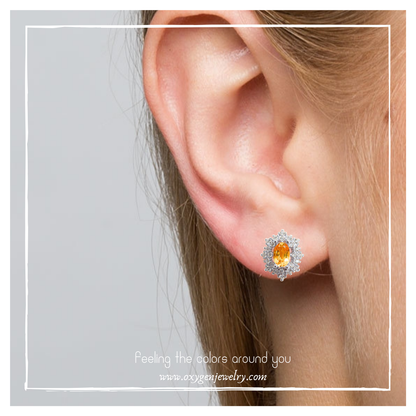 Round citrine stone earrings