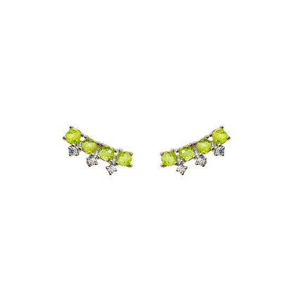 Peridot Bead Bar Earrings