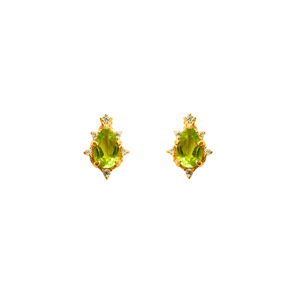 Peridot button edge stud earrings