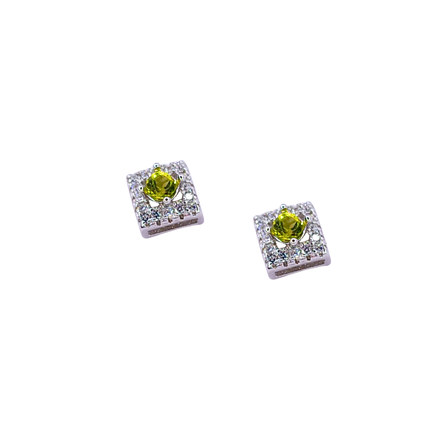 Round peridot stone earrings