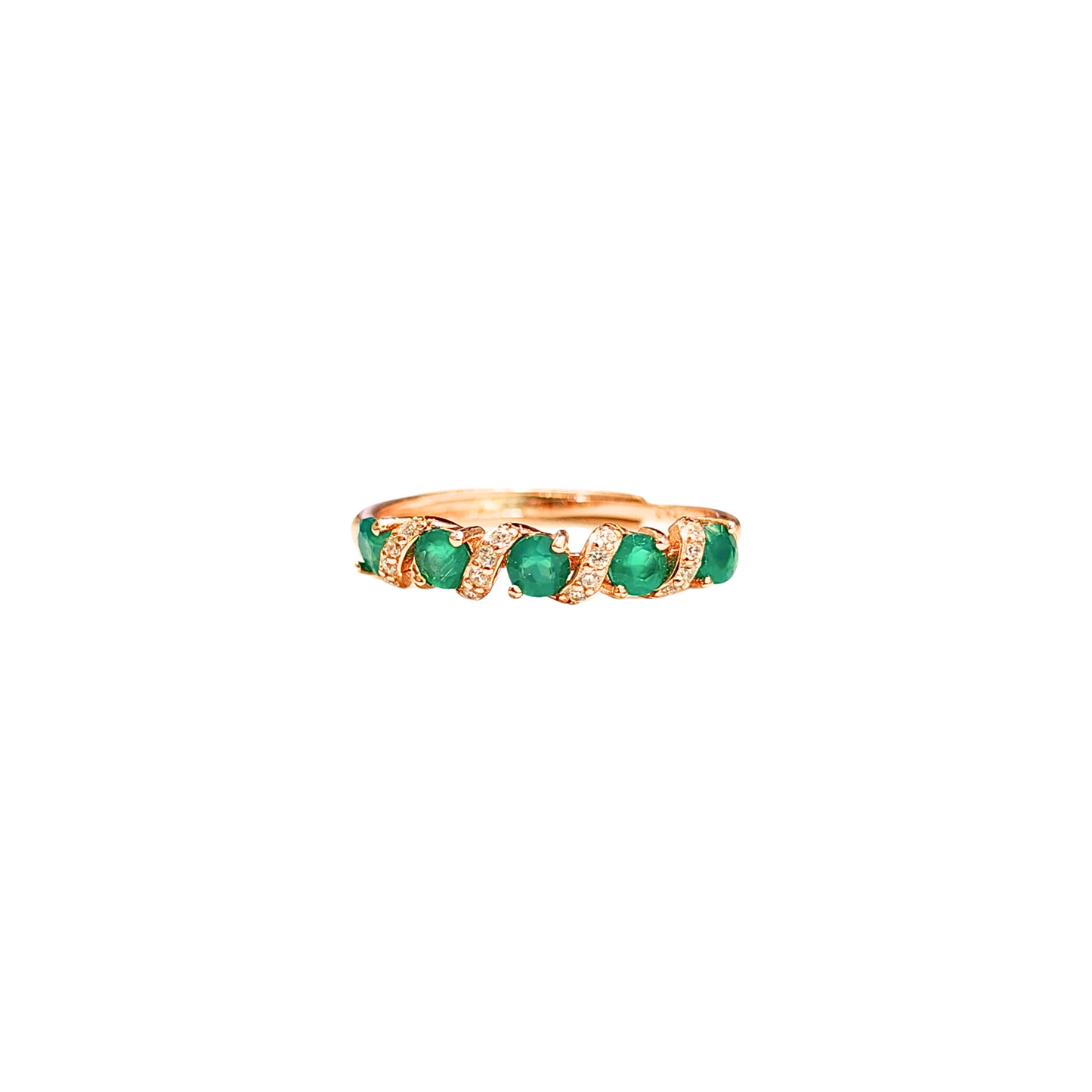 Oval Green Alexis with Round Zirconia Ring