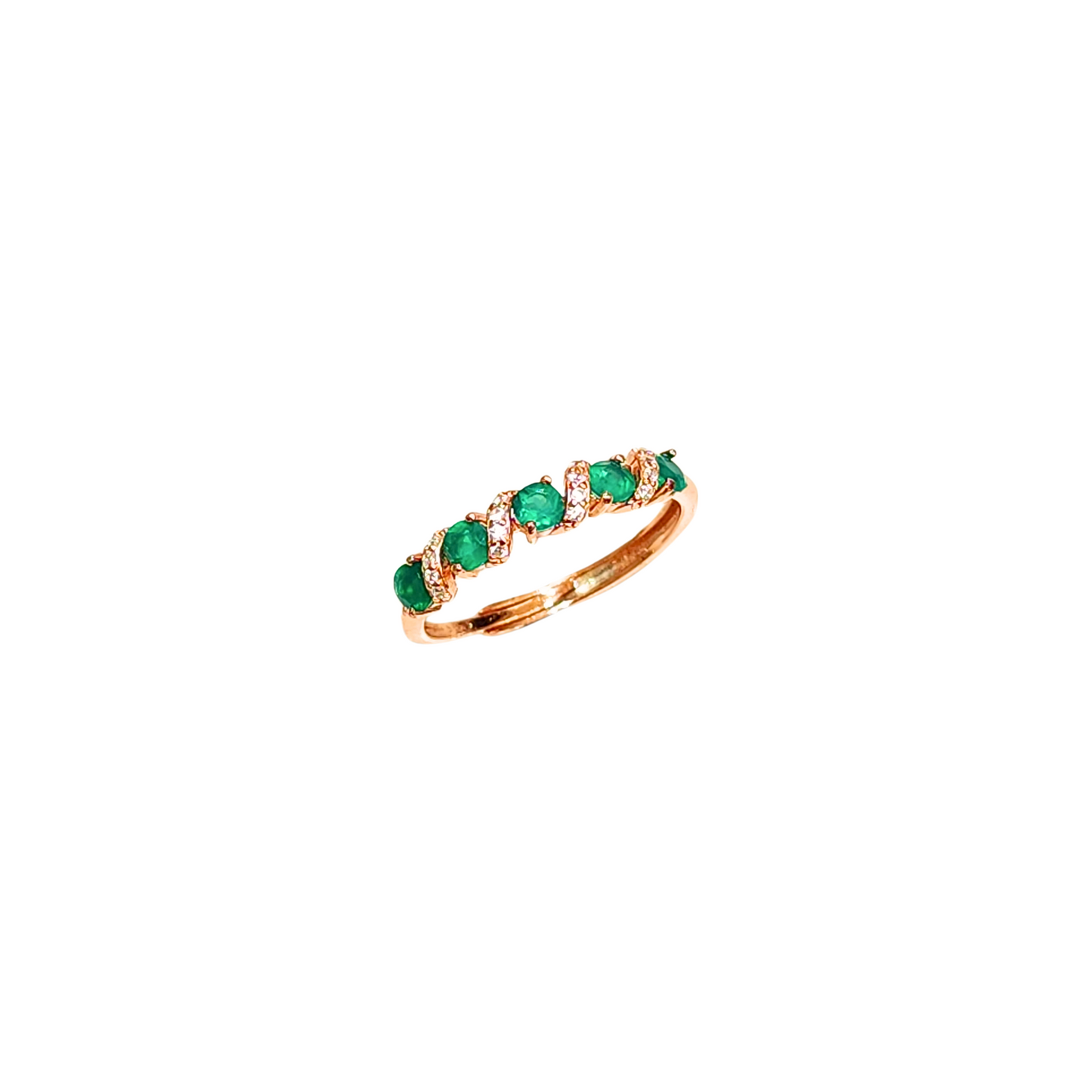 Oval Green Alexis with Round Zirconia Ring