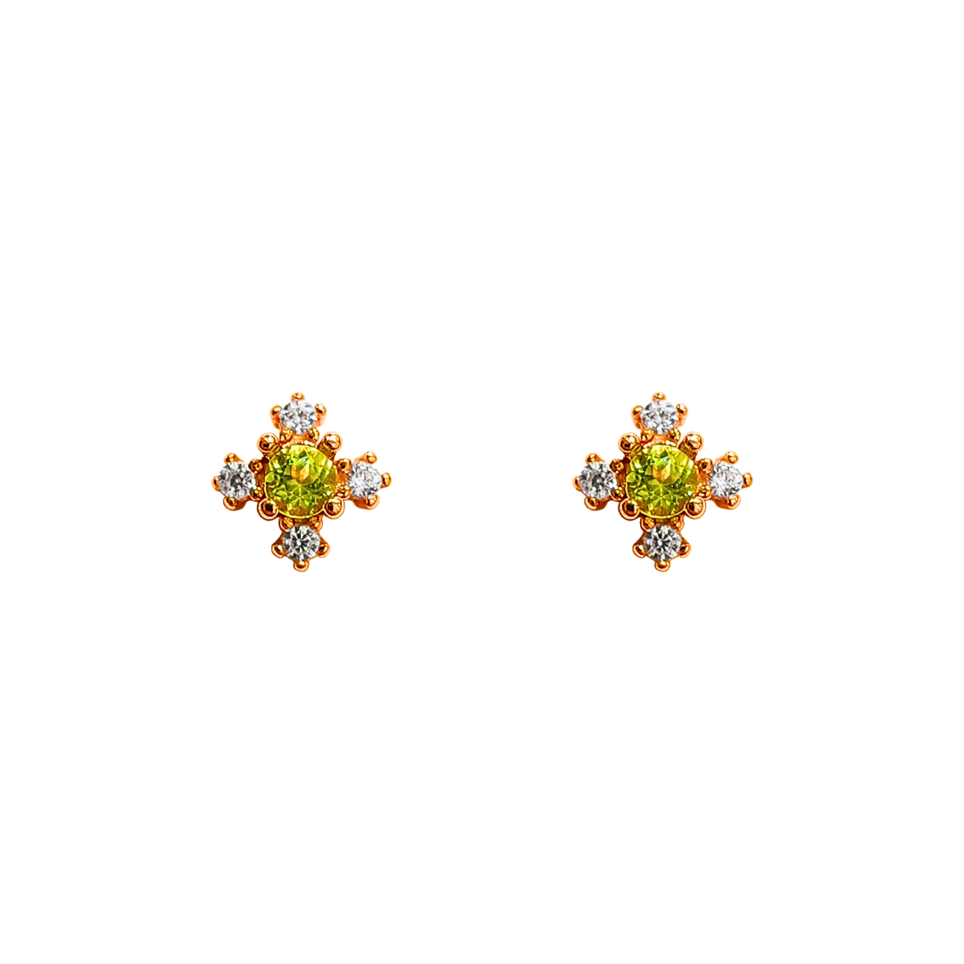 Peridot button edge stud earrings