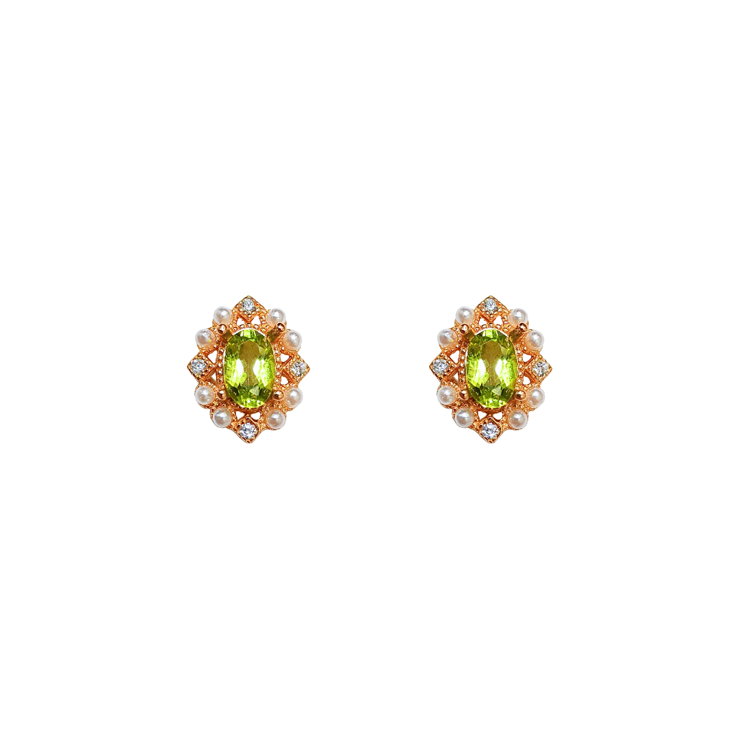 Round peridot stone earrings