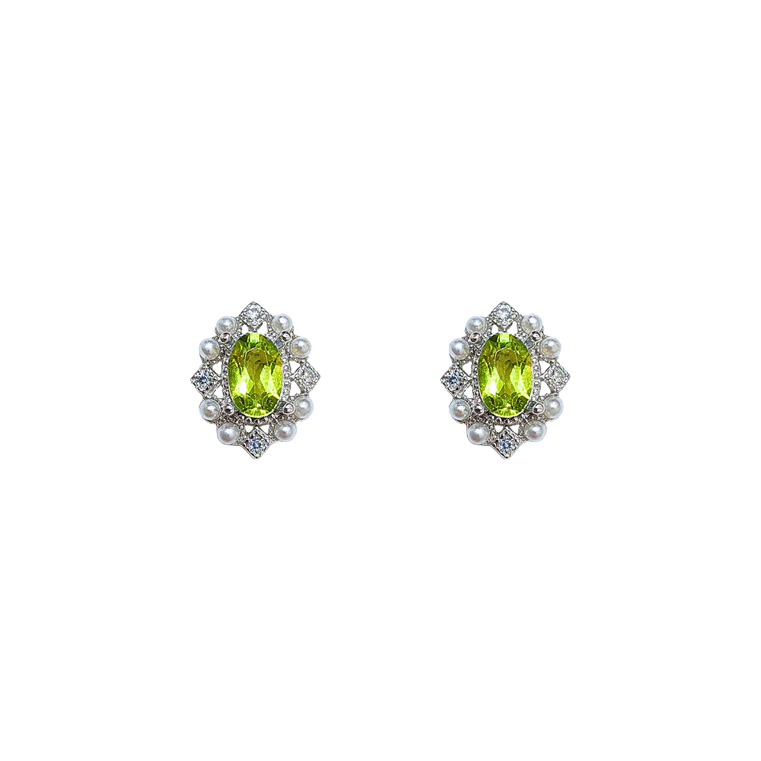 Round peridot stone earrings