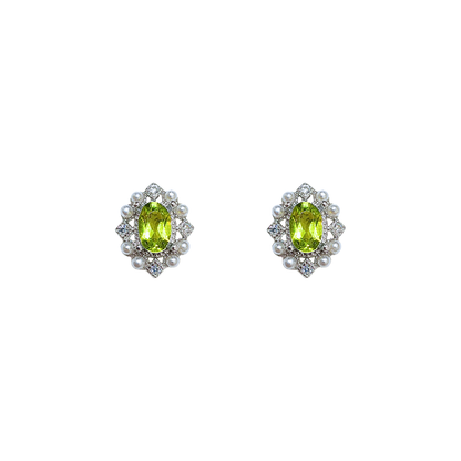 Round peridot stone earrings