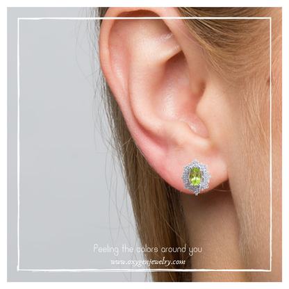 Round peridot stone earrings