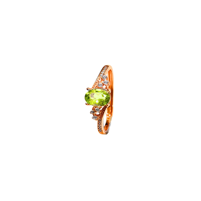 Oval Peridot and Round Zirconia Ring