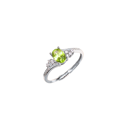 Oval Peridot and Round Zirconia Ring