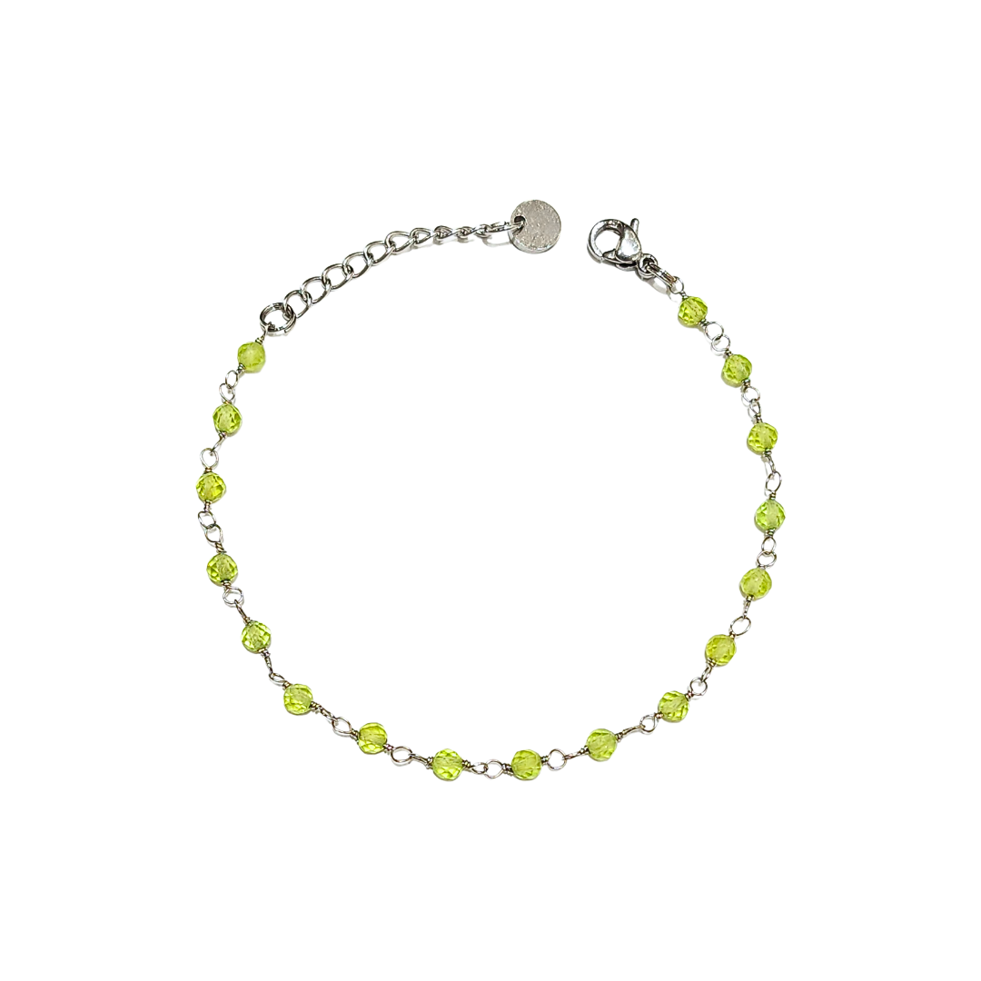 Mini Peridot Bead Chain Bracelet