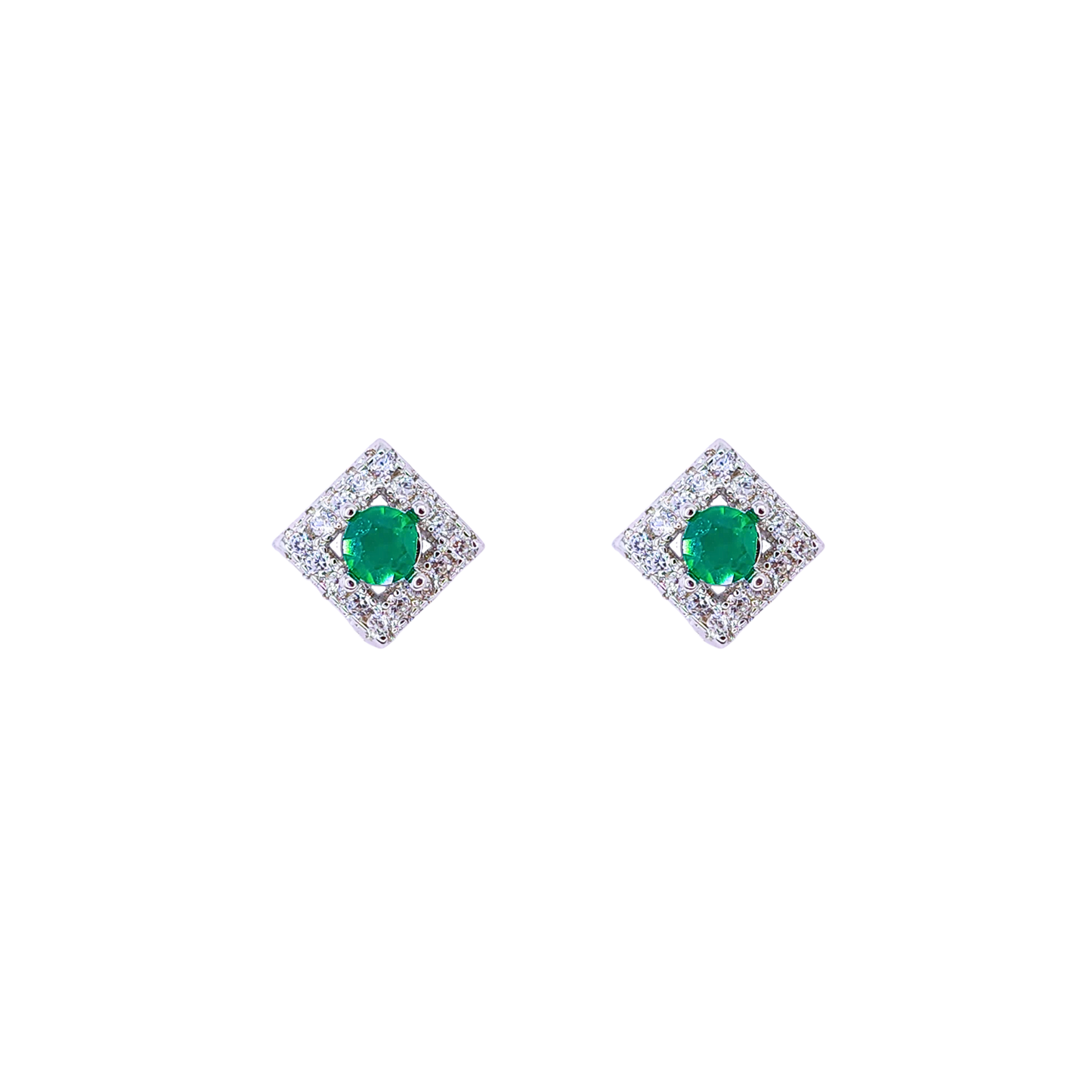 Round green Alex stone earrings