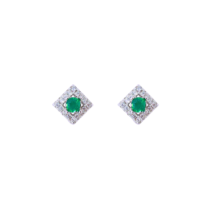 Round green Alex stone earrings