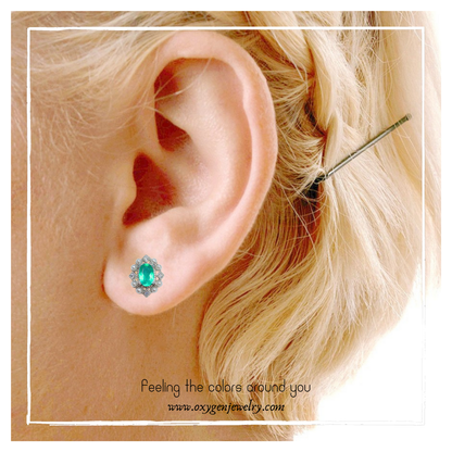 Round green Alex stone earrings