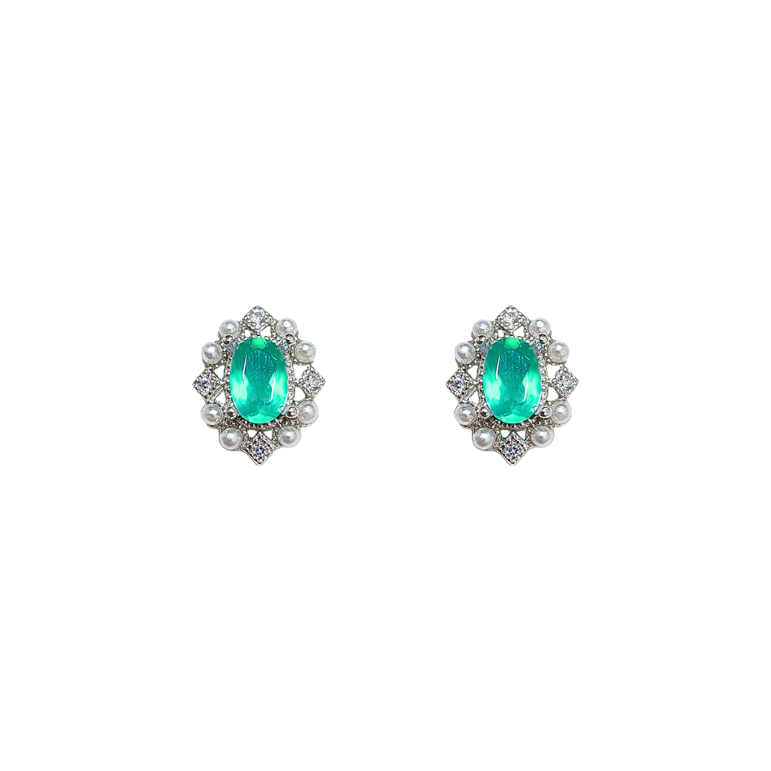 Round green Alex stone earrings