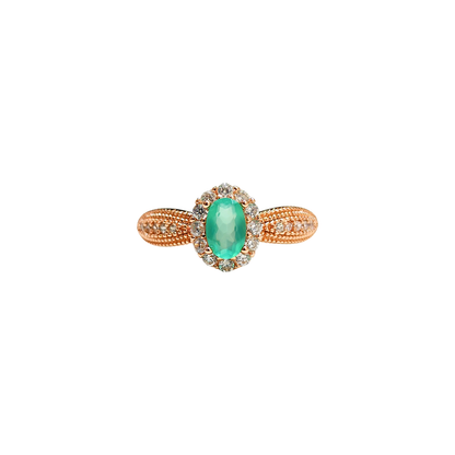 Oval Green Alexis with Round Zirconia Ring